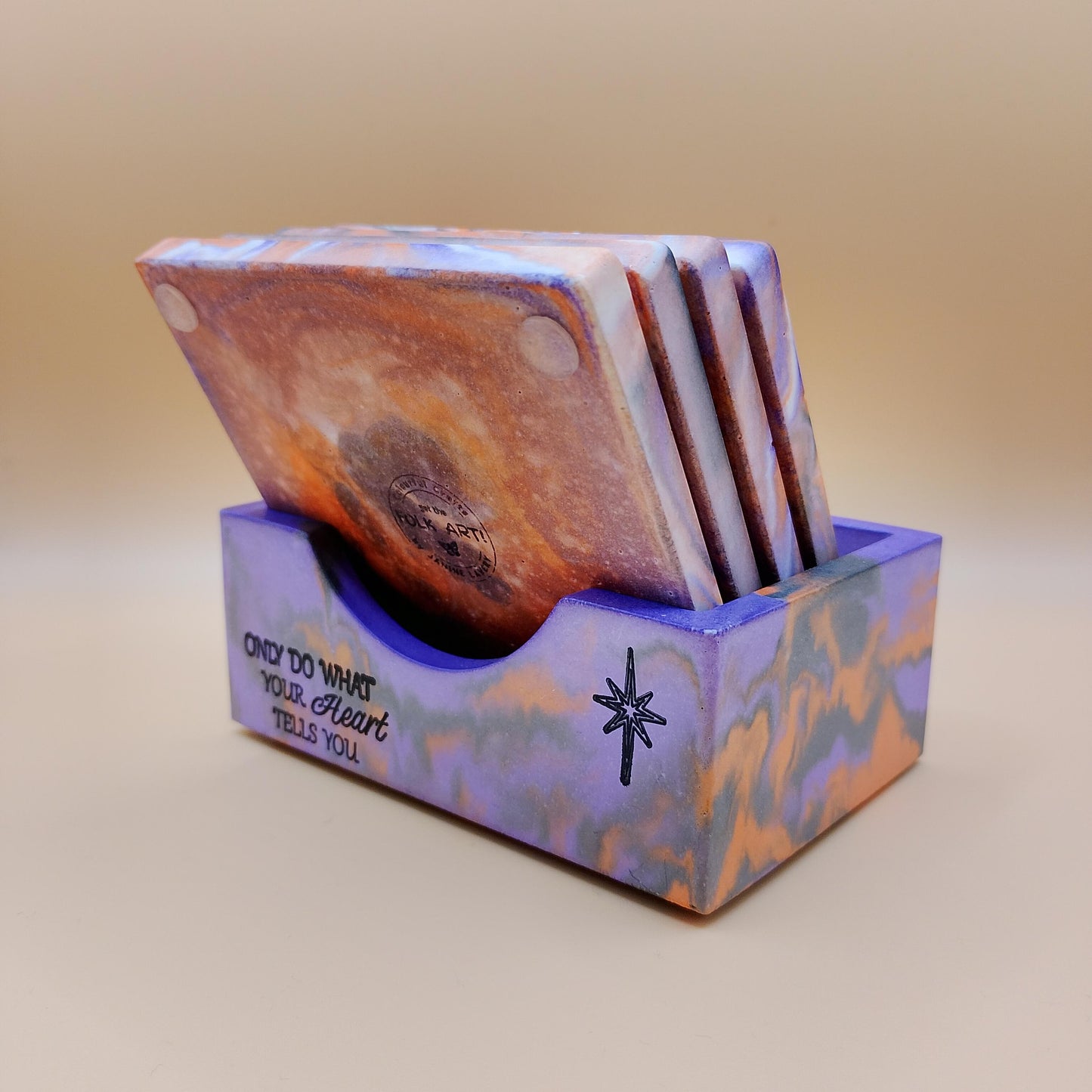 Set of Four Dragon Coasters with Stand
