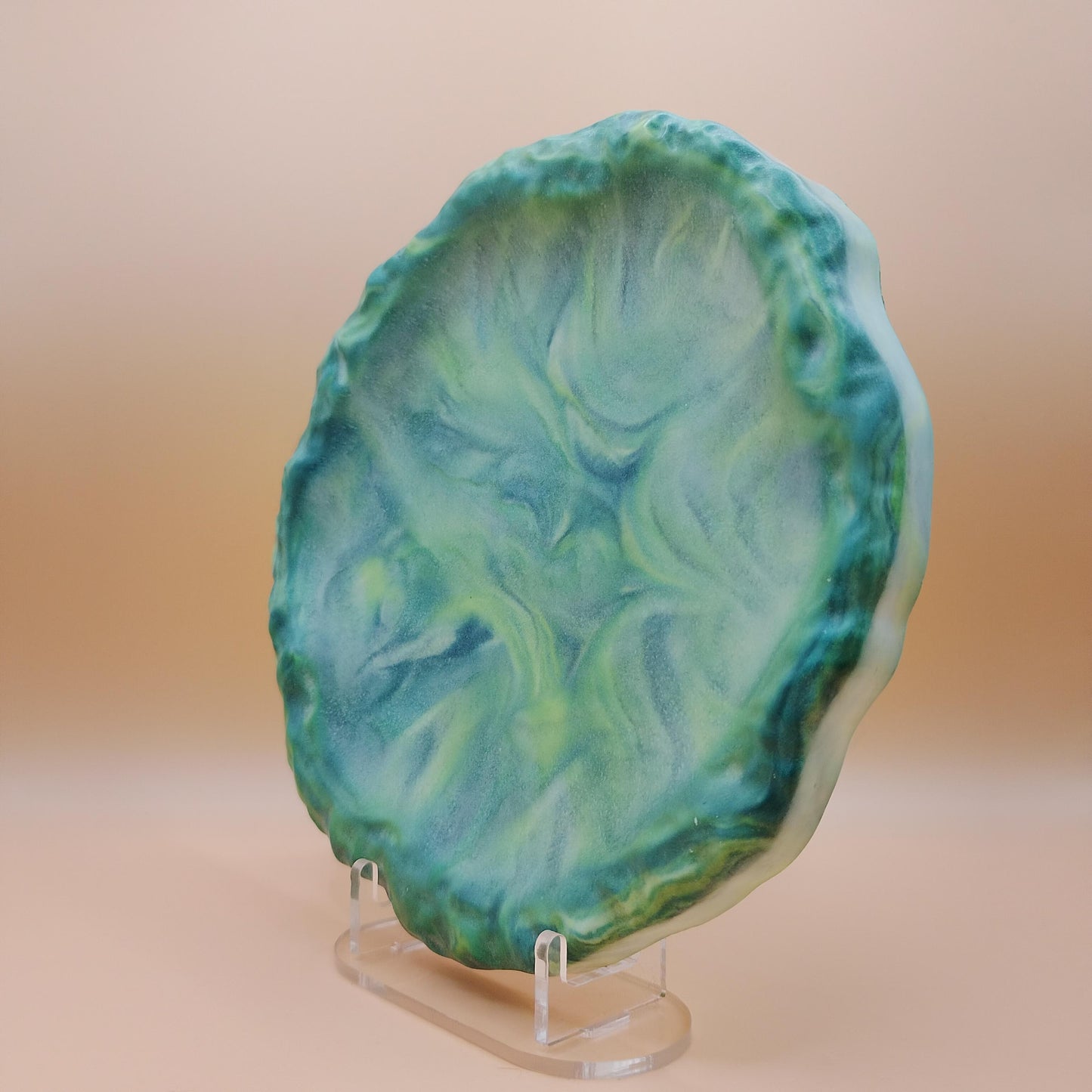 Biscuit Plate with Two Coasters - Green Marbled