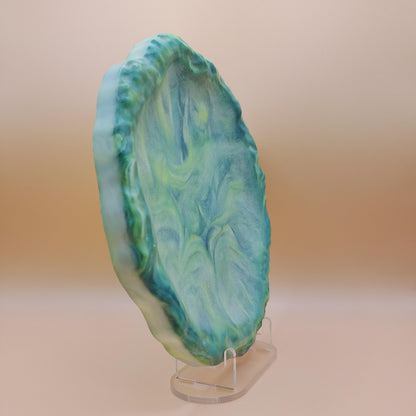 Biscuit Plate with Two Coasters - Green Marbled