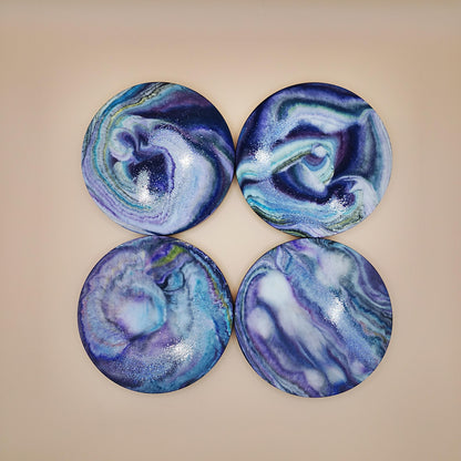 Set of Four Cosmic Coasters with Stand