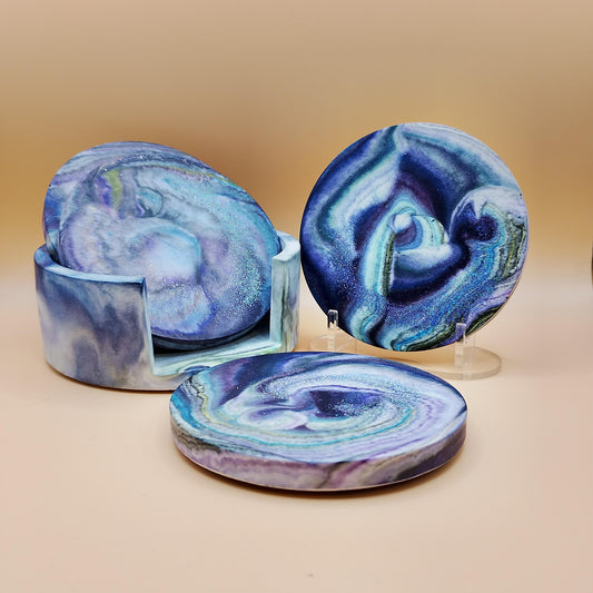 Set of Four Cosmic Coasters with Stand
