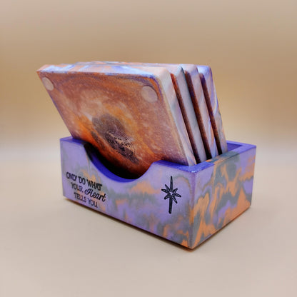 Set of Four Dragon Coasters with Stand