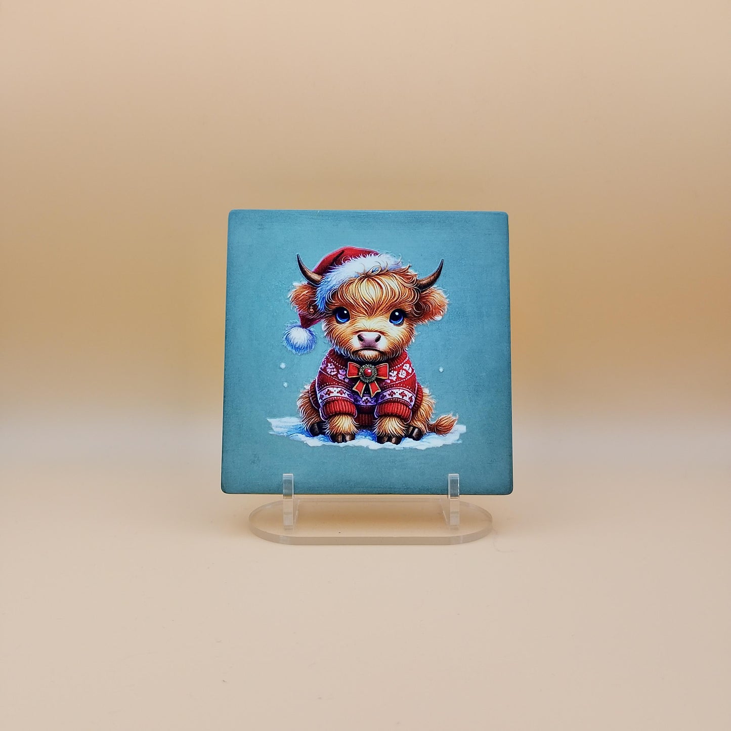 Christmas Highland Cow Coaster Set