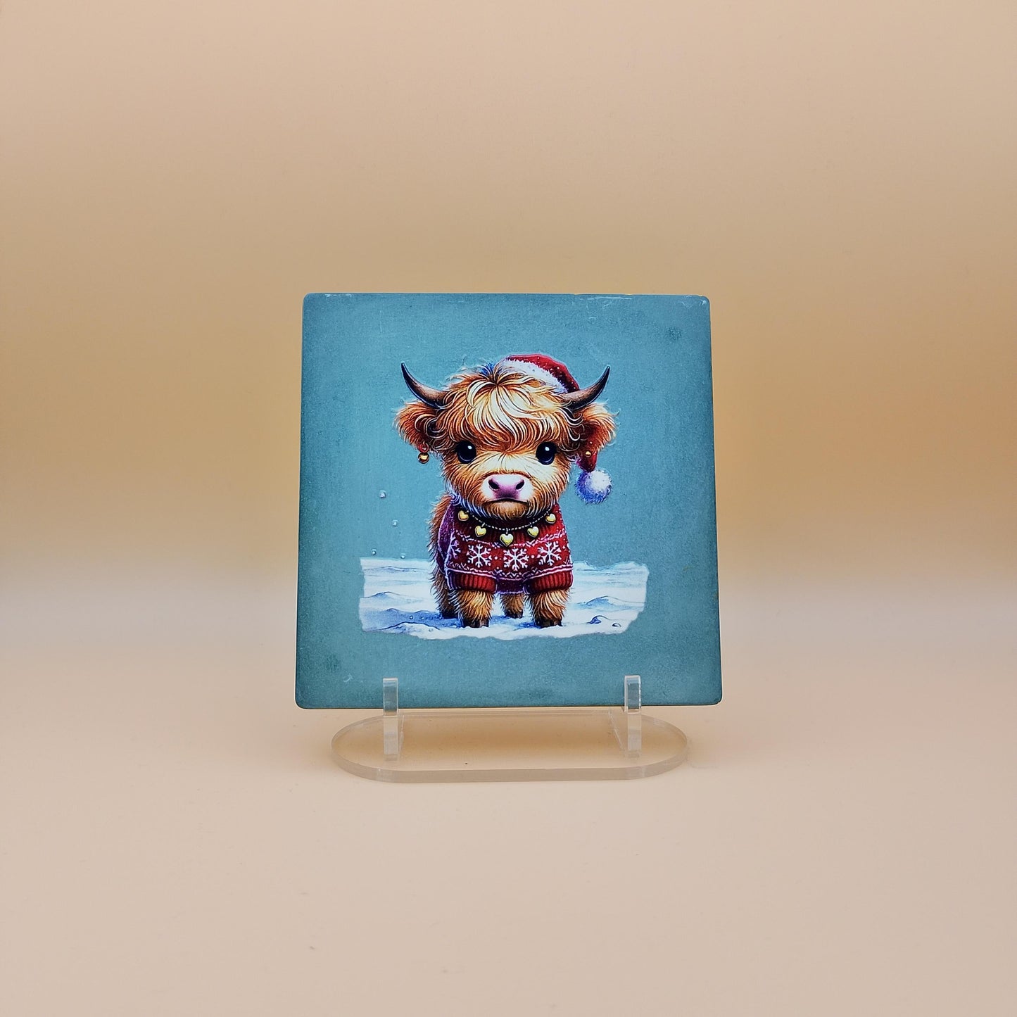 Christmas Highland Cow Coaster Set
