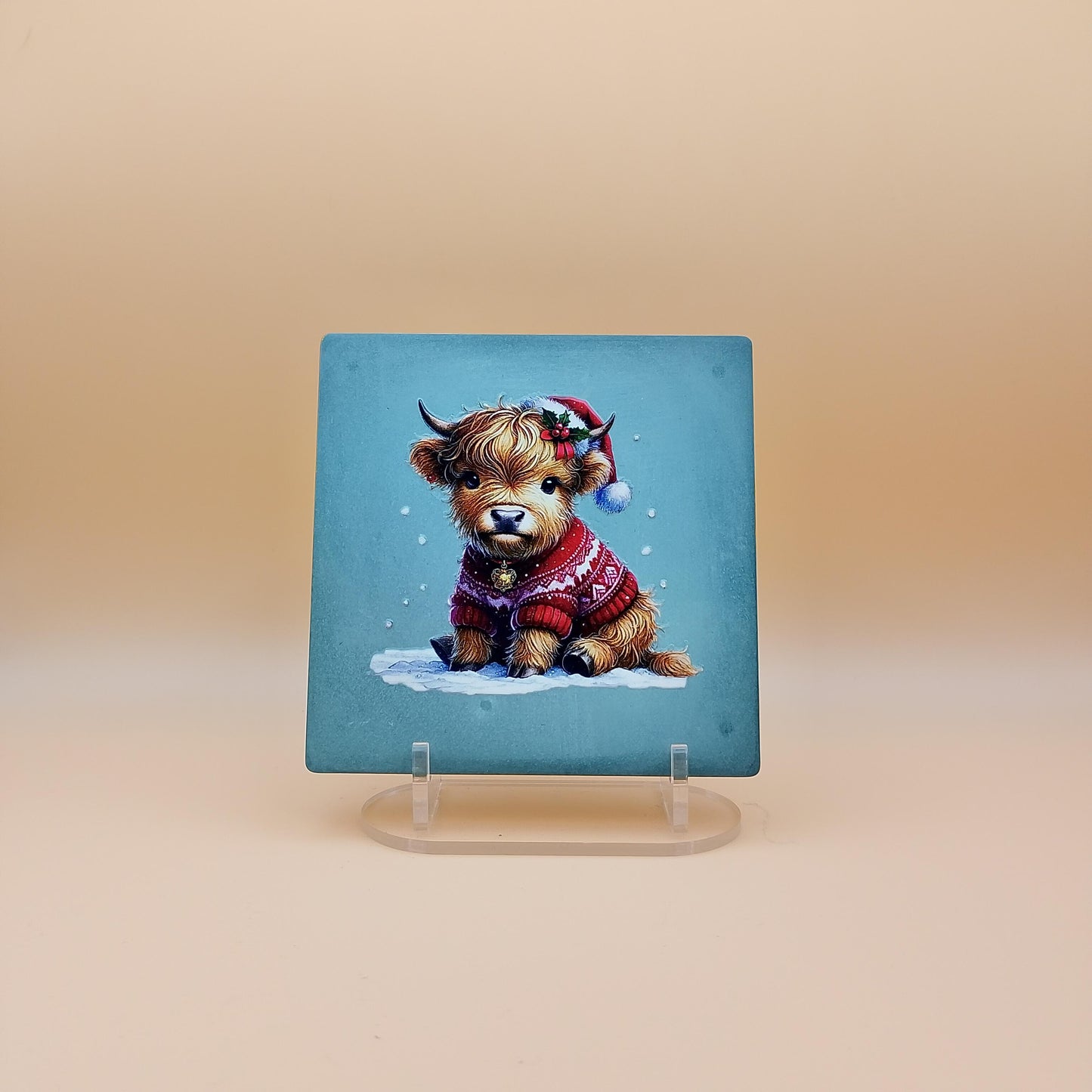 Christmas Highland Cow Coaster Set