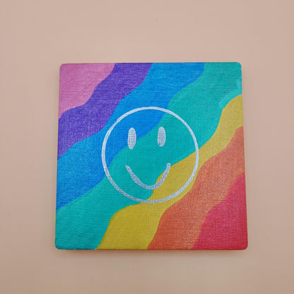 Rainbow Smiley Coaster