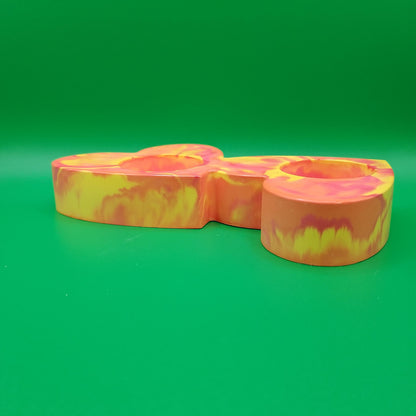 Twin Heart Tealight Holder- Orange Marbled