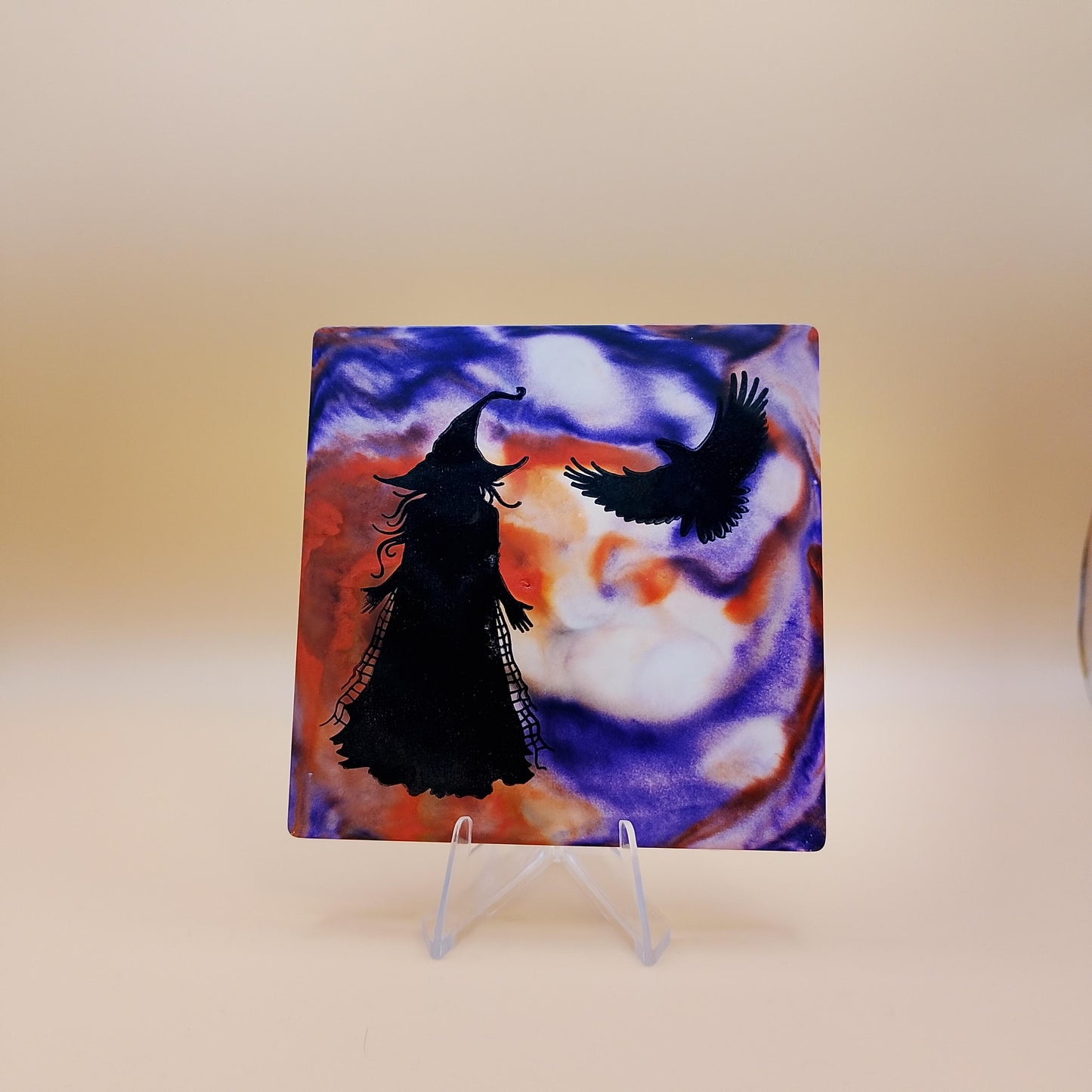 Set of 3 Witch coasters with stand