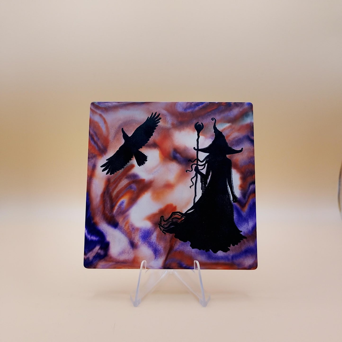Set of 3 Witch coasters with stand