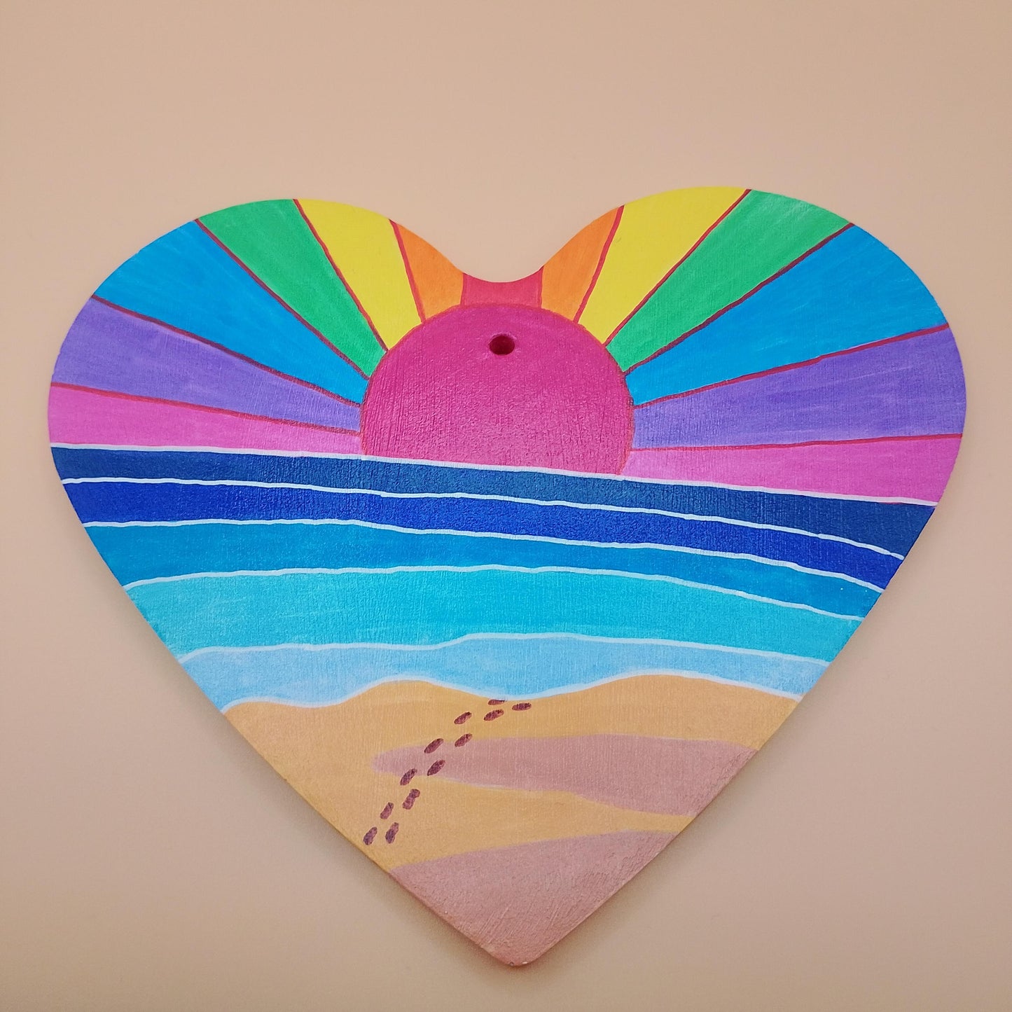 Rainbow Seascape Heart Plaque