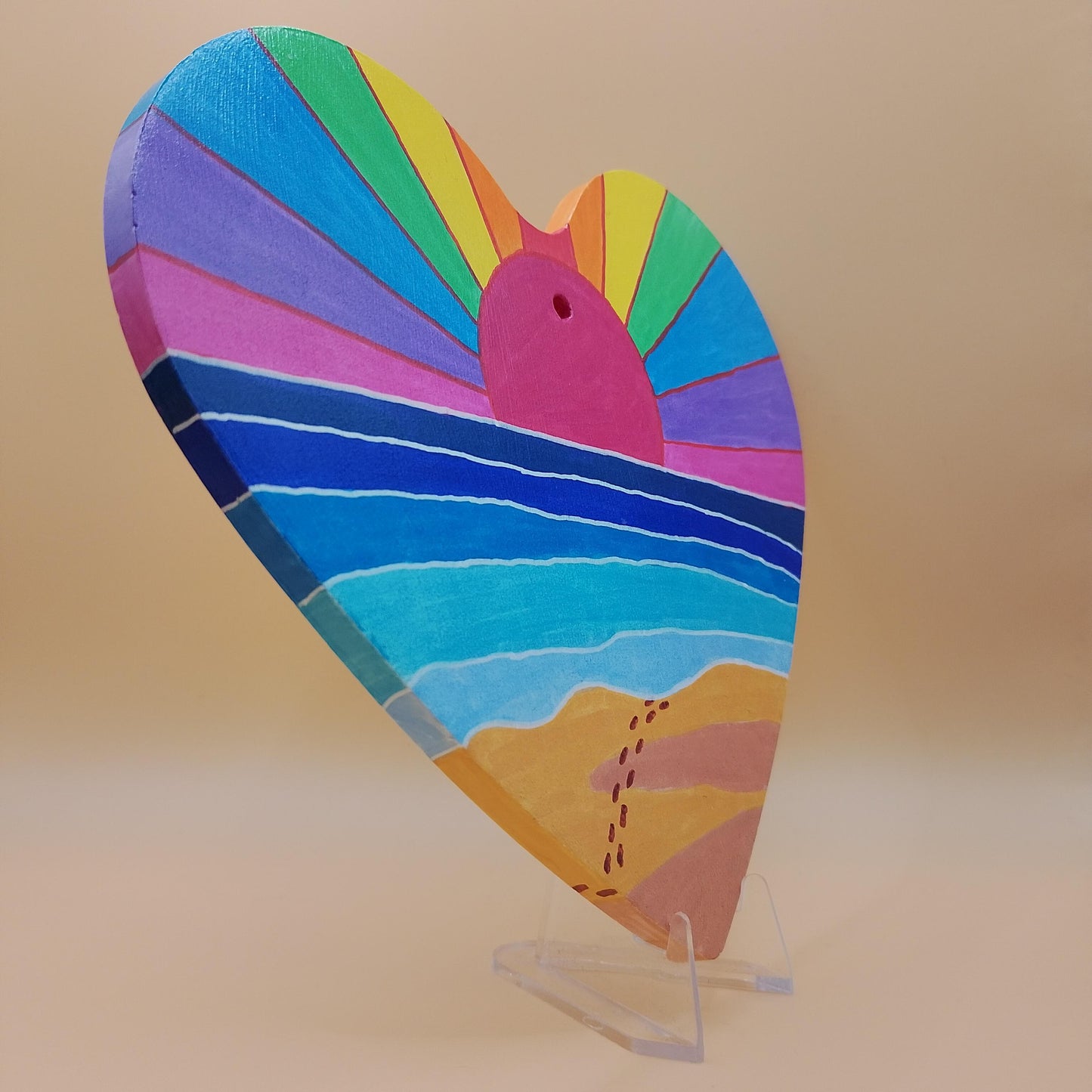 Rainbow Seascape Heart Plaque