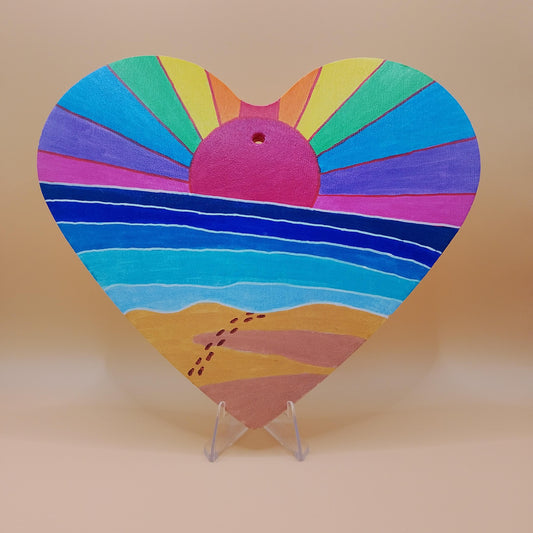 Rainbow Seascape Heart Plaque